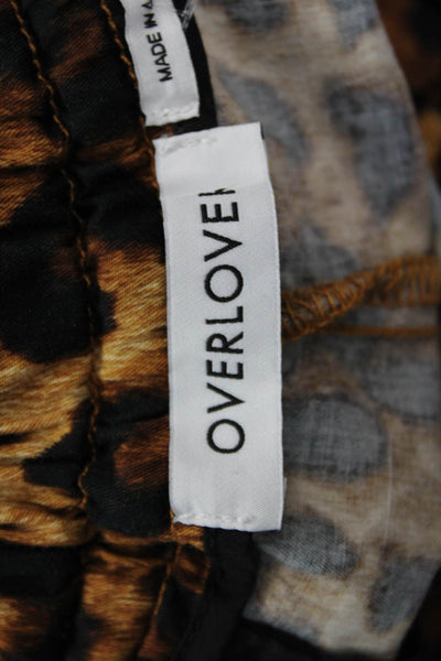 Over Lover Women Jogger Sweatpants Beige Cotton Animal Print Size 27