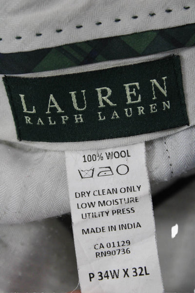 Lauren Ralph Lauren Mens Dress Pants Black Wool Classic Button Size 34