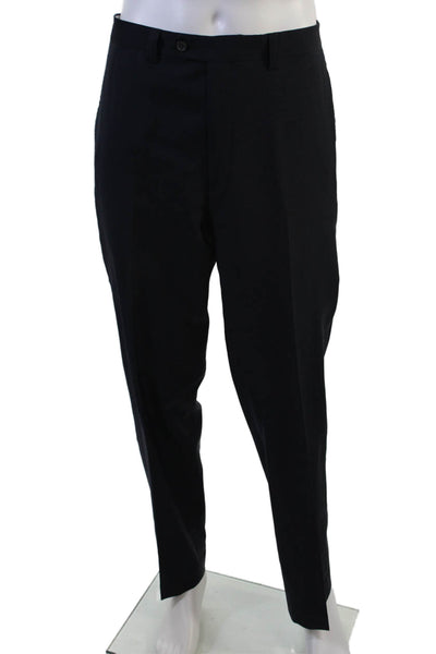 Lauren Ralph Lauren Mens Dress Pants Navy 100% Wool Button 32 Inseam Size 34
