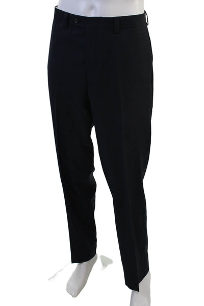 Lauren Ralph Lauren Mens Dress Pants Navy 100% Wool Button 32 Inseam Size 34