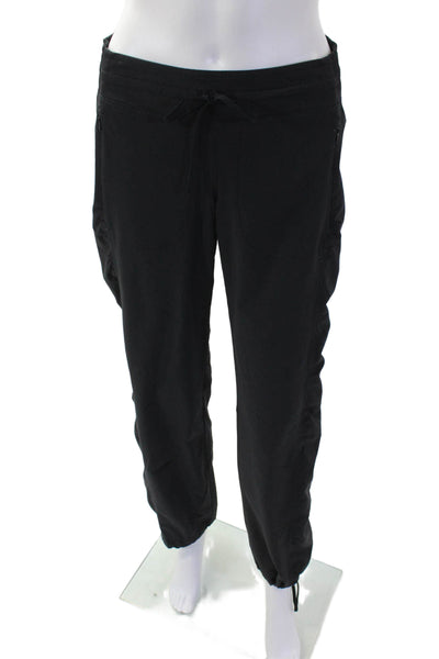 Athleta Womens Elastic Waist Straight Leg Cuff Joggers Black Size 4