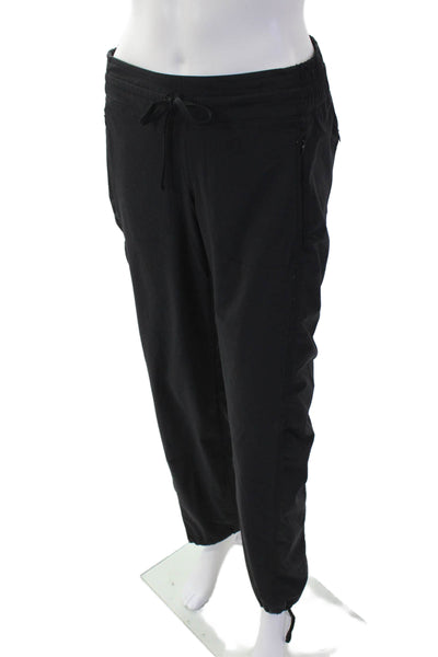 Athleta Womens Elastic Waist Straight Leg Cuff Joggers Black Size 4