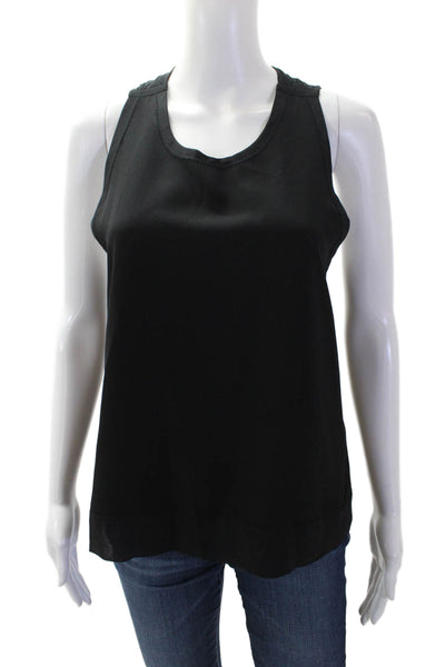 Maje Women Black Lace-Up Sleeveless Tank Round Neck Size 1