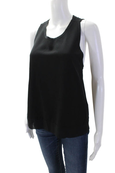 Maje Women Black Lace-Up Sleeveless Tank Round Neck Size 1