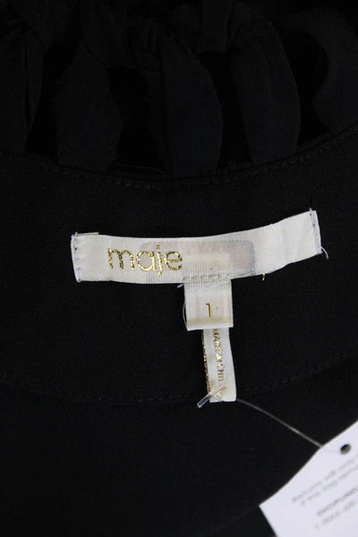 Maje Women Black Lace-Up Sleeveless Tank Round Neck Size 1