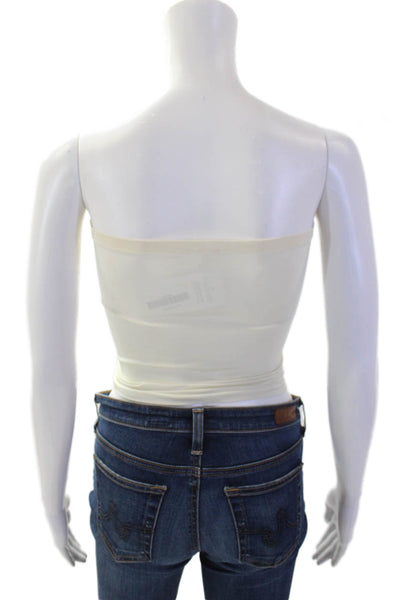 Calvin Klein Women Strapless Cropped Tank Beige Nylon Lycra Size S