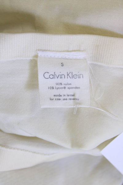 Calvin Klein Women Strapless Cropped Tank Beige Nylon Lycra Size S