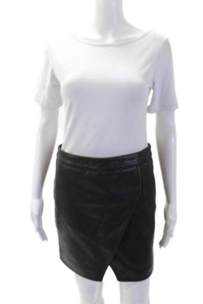 Mason Womens Black Wrap Mini Skirt Polyester Solid Size 2
