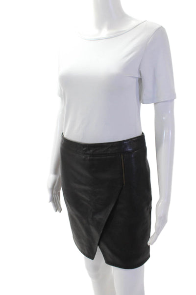 Mason Womens Black Wrap Mini Skirt Polyester Solid Size 2
