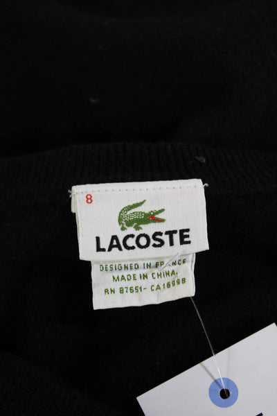 Lacoste Mens V-Neck Pullover Sweater Black Pure Wool Big & Tall Size 8