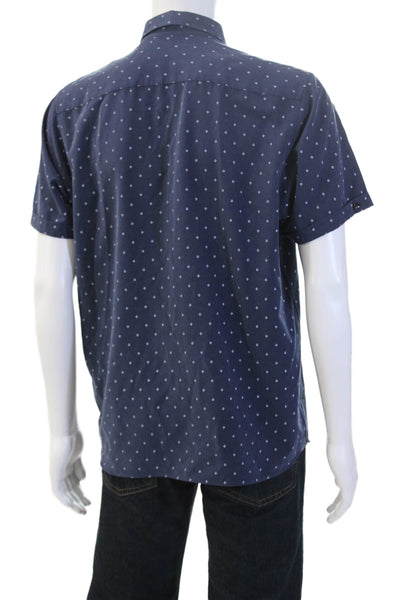 Ted Baker London Mens Button Front Collared Argyle Shirt Navy Cotton Size 5