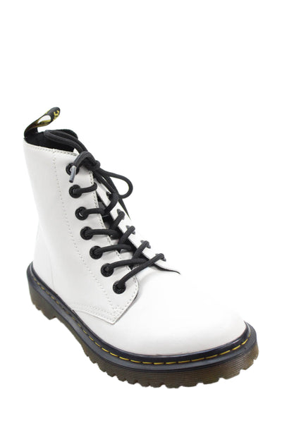 Dr. Martens Womens Lace Up Block Heel Combat Ankle Boots White Size 7