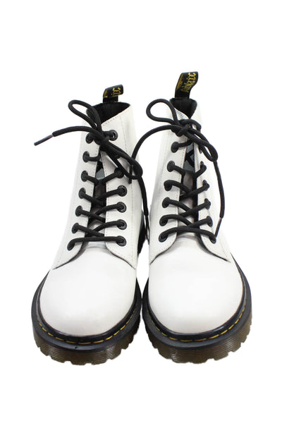 Dr. Martens Womens Lace Up Block Heel Combat Ankle Boots White Size 7