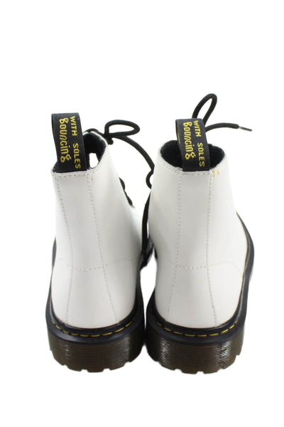 Dr. Martens Womens Lace Up Block Heel Combat Ankle Boots White Size 7