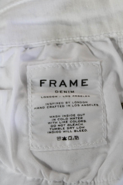 Frame Women Skinny Ankle Jeans White Cotton Size 26