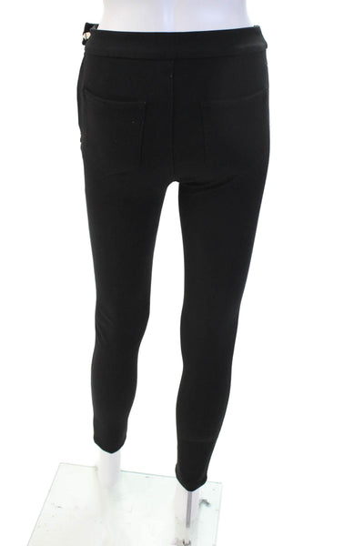 Paige Women Ankle Jeggings Black Zip Rayon Blend Size 25