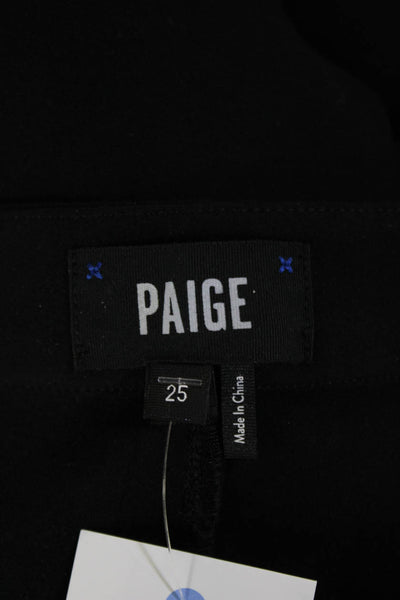 Paige Women Ankle Jeggings Black Zip Rayon Blend Size 25