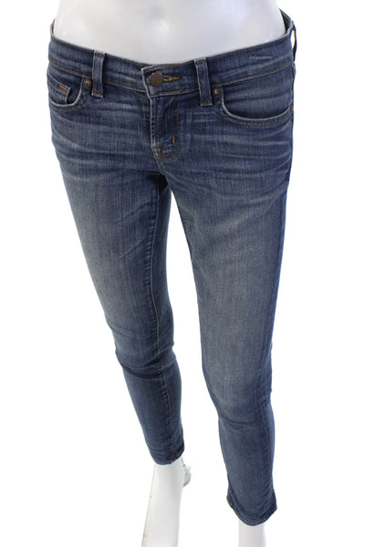J Brand Women Ankle Skinny Jeans Dark Blue Cotton Mid Rise Size 26