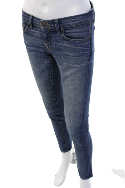 J Brand Women Ankle Skinny Jeans Dark Blue Cotton Mid Rise Size 26