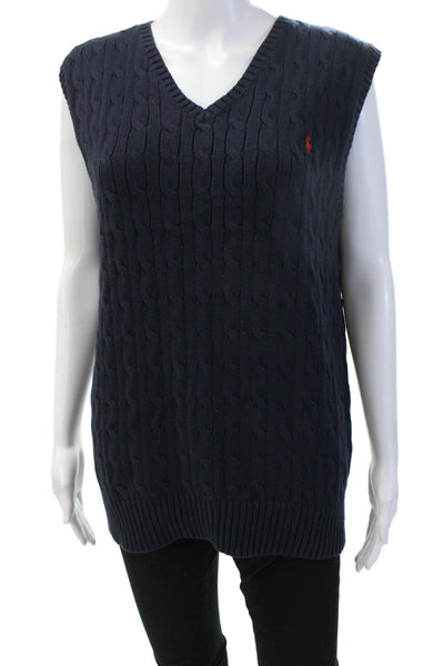 Polo Ralph Lauren Mens Dark Blue V-Neck 100% Cotton Vest Sleeveless Size XL