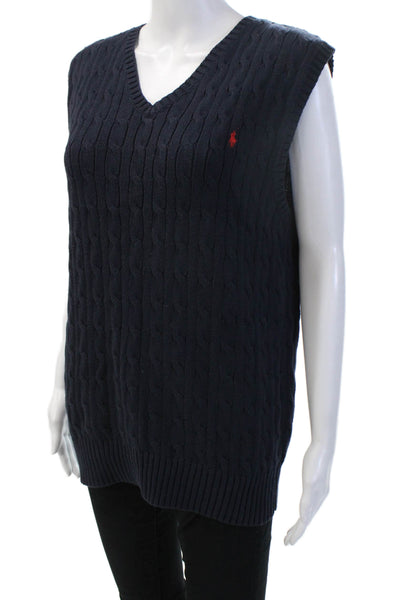 Polo Ralph Lauren Mens Dark Blue V-Neck 100% Cotton Vest Sleeveless Size XL