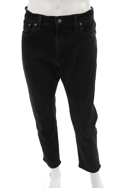 Madewell Men Ankle Cropped Jeans Black Button 99% Cotton Size 35