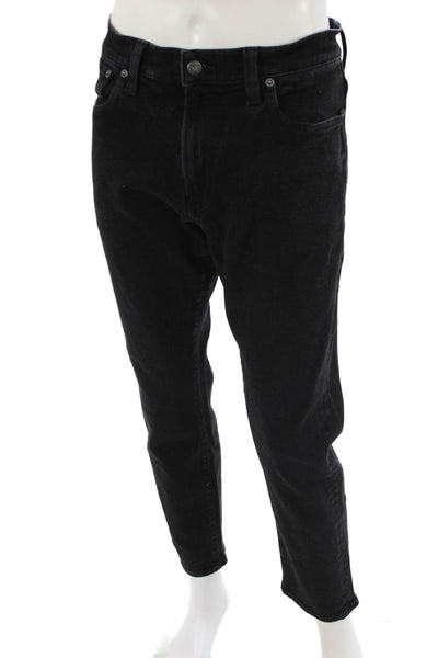 Madewell Men Ankle Cropped Jeans Black Button 99% Cotton Size 35