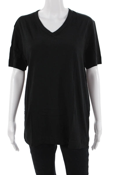 Theory Women Basic V-Neck Short Sleeve Black T-Shirt Size M