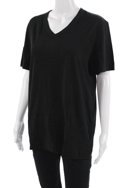Theory Women Basic V-Neck Short Sleeve Black T-Shirt Size M