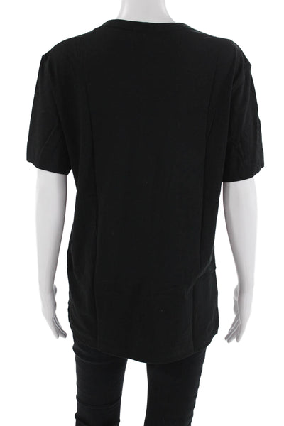 Theory Women Basic V-Neck Short Sleeve Black T-Shirt Size M