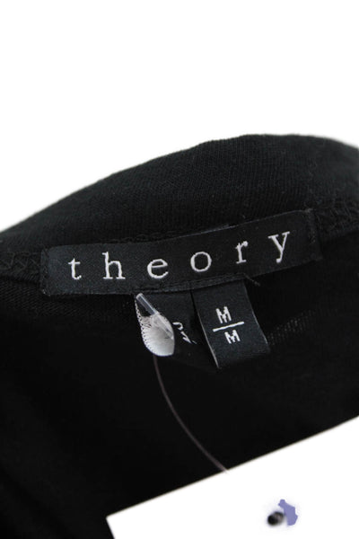 Theory Women Basic V-Neck Short Sleeve Black T-Shirt Size M