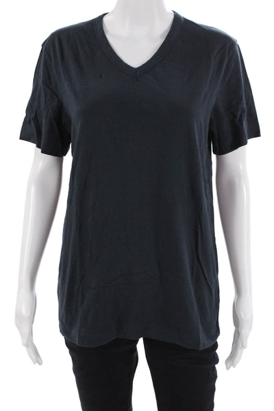Theory Women Basic V-Neck Black 100% Pima Cotton Short Sleeve T-Shirt Size M