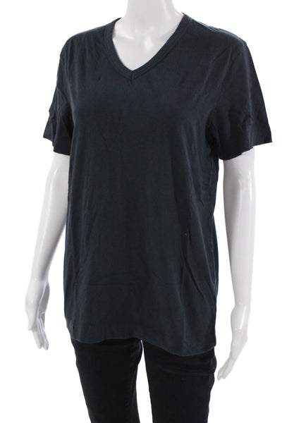 Theory Women Basic V-Neck Black 100% Pima Cotton Short Sleeve T-Shirt Size M