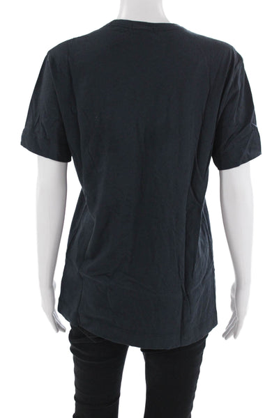 Theory Women Basic V-Neck Black 100% Pima Cotton Short Sleeve T-Shirt Size M