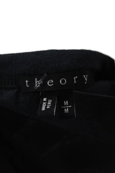Theory Women Basic V-Neck Black 100% Pima Cotton Short Sleeve T-Shirt Size M