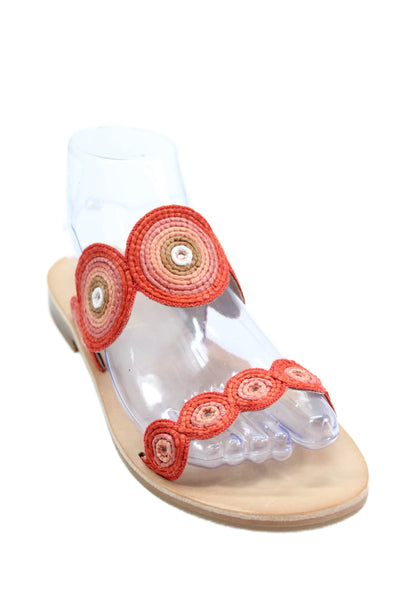 Jack Rogers Womens Woven Ombre Detail Double Strap Slides Orange Size 7