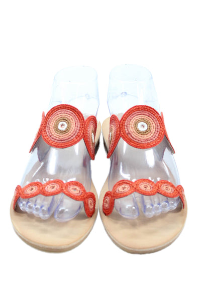 Jack Rogers Womens Woven Ombre Detail Double Strap Slides Orange Size 7
