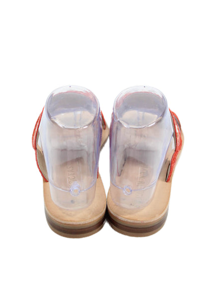 Jack Rogers Womens Woven Ombre Detail Double Strap Slides Orange Size 7