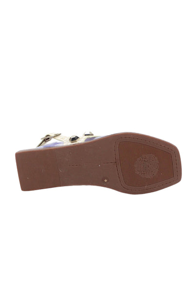 Vince Camuto Womens Leather Square Toe Studded Detail Sandals Beige Size 7