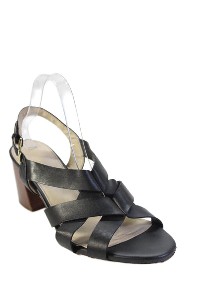Cole Haan Womens Criss Cross Strap Open Toe Block Heels Black Size 11