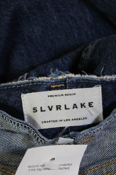 Slvrlake Unisex Cropped Wide-Leg Dark Blue Mid-Rise Cotton Jeans Size 23