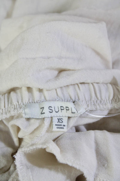 Z Supply Women Cropped Pants Beige Drawstring Rayon Blend Size XS