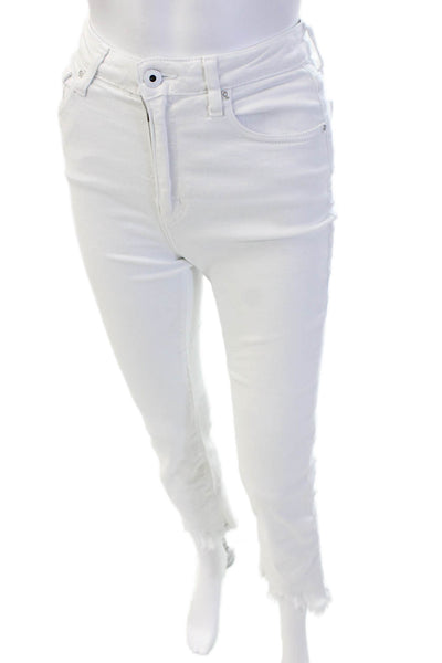 Jonathan Simkhai, Women Skinny Ankle Jeans White Mid-Rise 26in Inseam Size 24