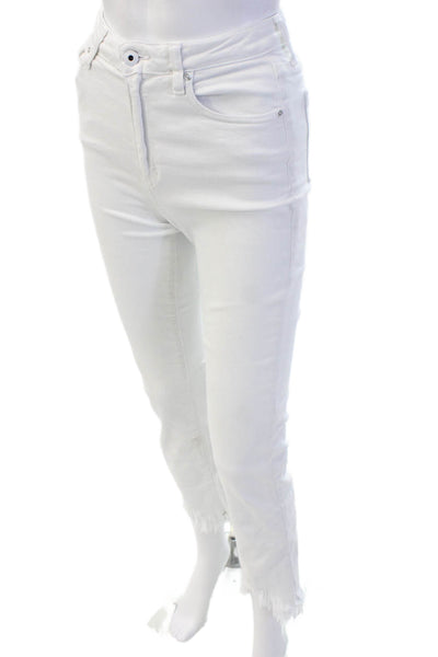 Jonathan Simkhai, Women Skinny Ankle Jeans White Mid-Rise 26in Inseam Size 24