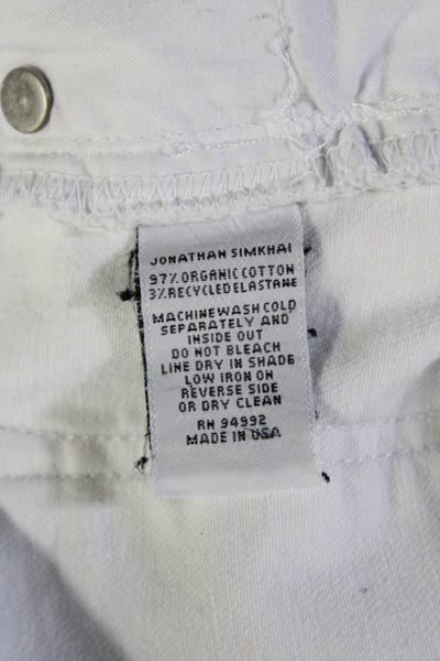 Jonathan Simkhai, Women Skinny Ankle Jeans White Mid-Rise 26in Inseam Size 24