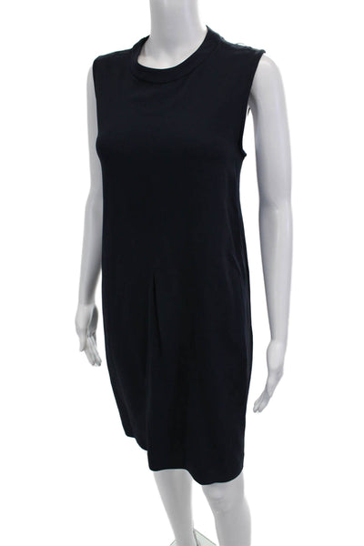 S Max Mara Women Shift Dress Dark Blue Sleeveless Knee Length Crew Neck Size 12