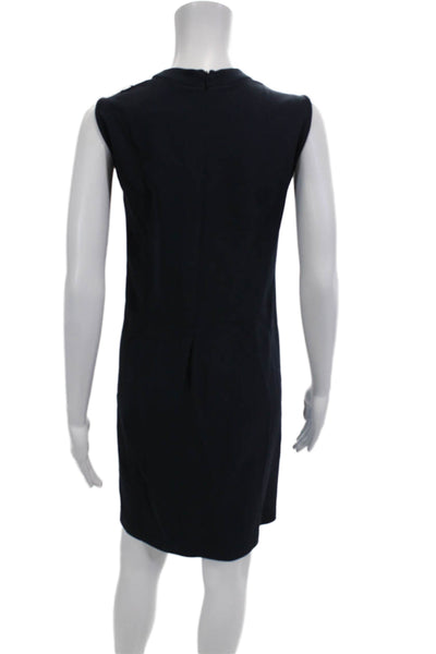 S Max Mara Women Shift Dress Dark Blue Sleeveless Knee Length Crew Neck Size 12