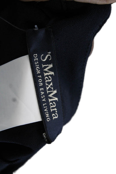S Max Mara Women Shift Dress Dark Blue Sleeveless Knee Length Crew Neck Size 12