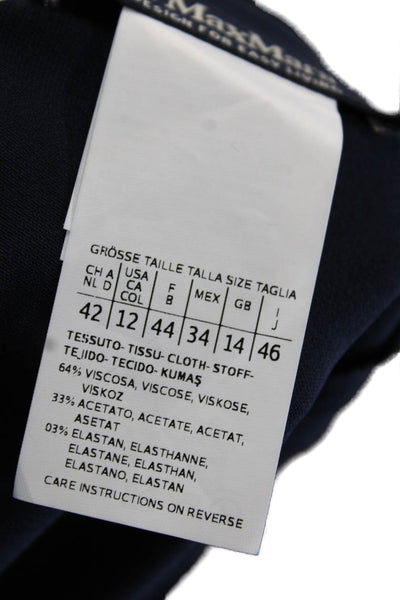 S Max Mara Women Shift Dress Dark Blue Sleeveless Knee Length Crew Neck Size 12