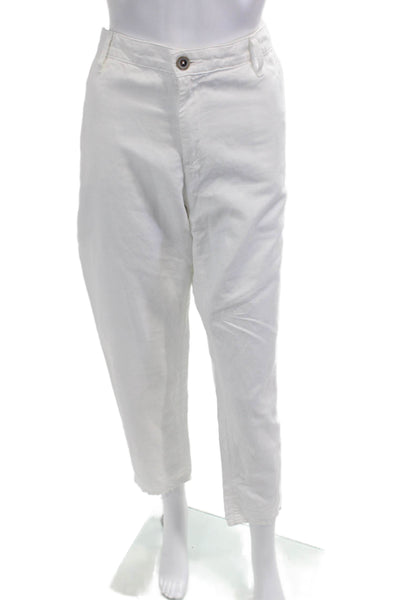 AG Adriano Goldschmied Mens Ankle Cropped White Linen-Cotton Pants Size 32